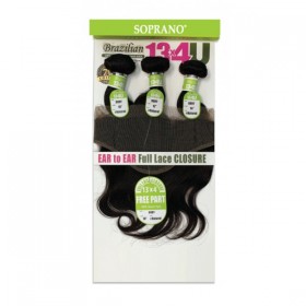 SOPRANO BRAZILIAN REMI VIRGIN BODY WAVE 3 BUNDLE WITH EAR TO EAR FULL LACE CLOSURE
